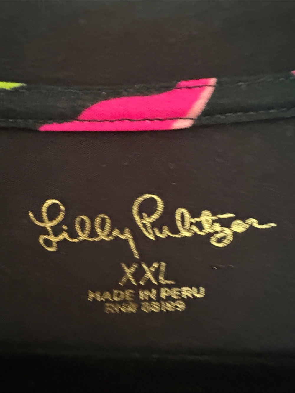 NWOT Lily Pulitzer Black Long-Sleeve Top with Neon Floral Band - Picture 2 of 3